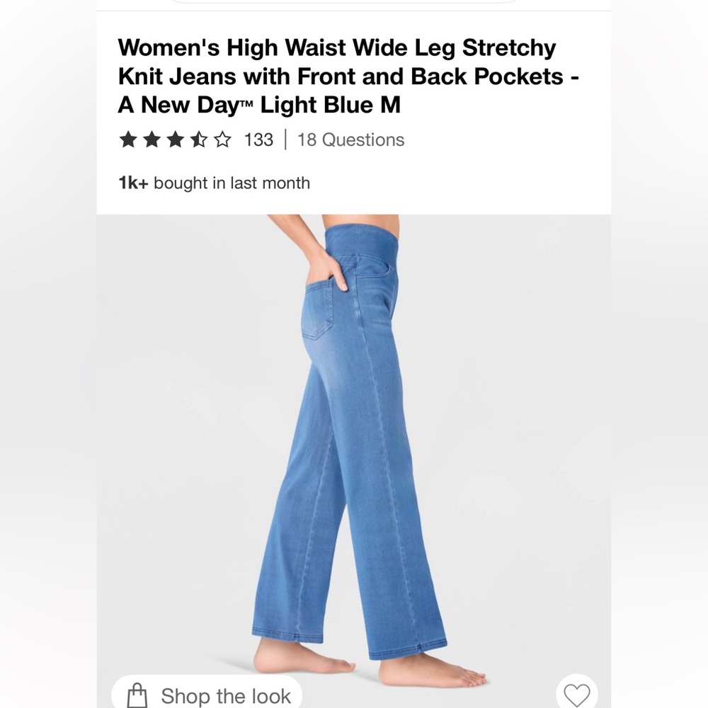 A New Day Women's Large Blue Wide Leg Jeans (Jeggings/Leggings); Like New